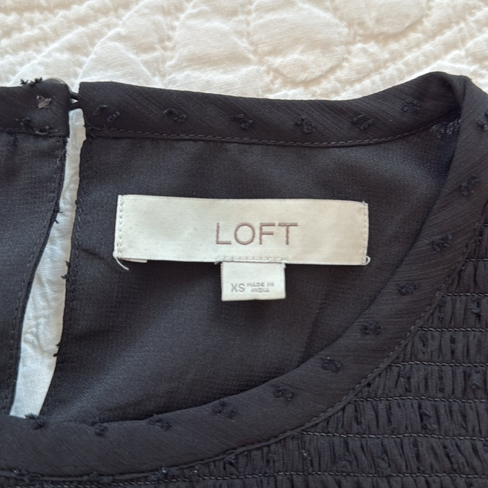 LOFT Black Ruffle Blouse - Picture 2 of 10